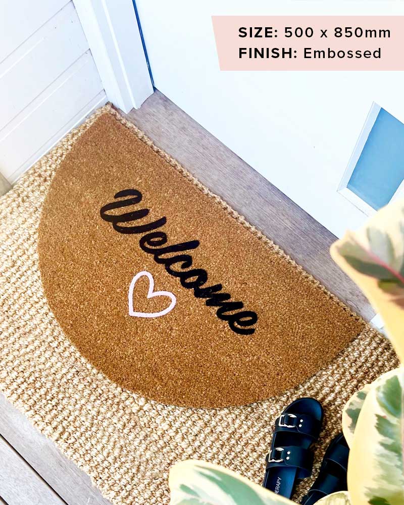 Welcome with Love Semi-Circle Doormat Embossed